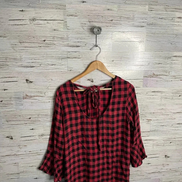 Cloth and stone black red plaid dress size  small - Picture 11 of 12
